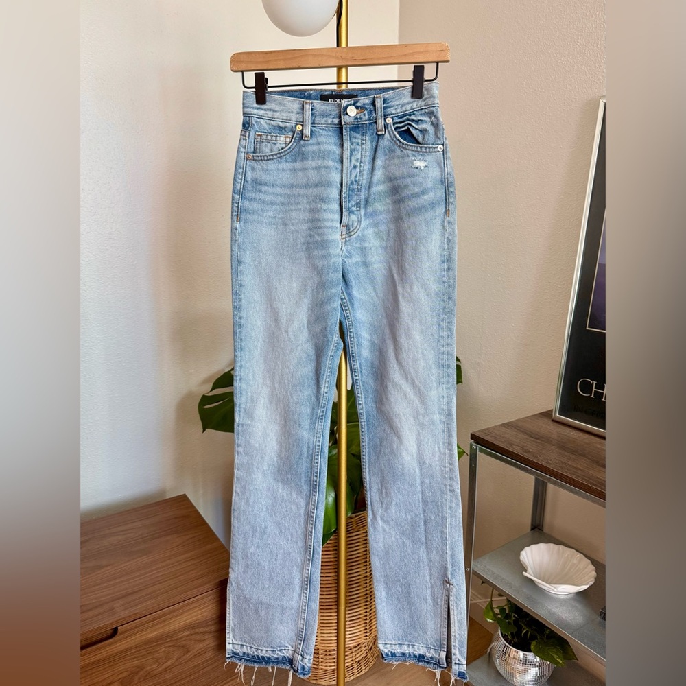 Unraveled Two Split Straight-Leg Jeans